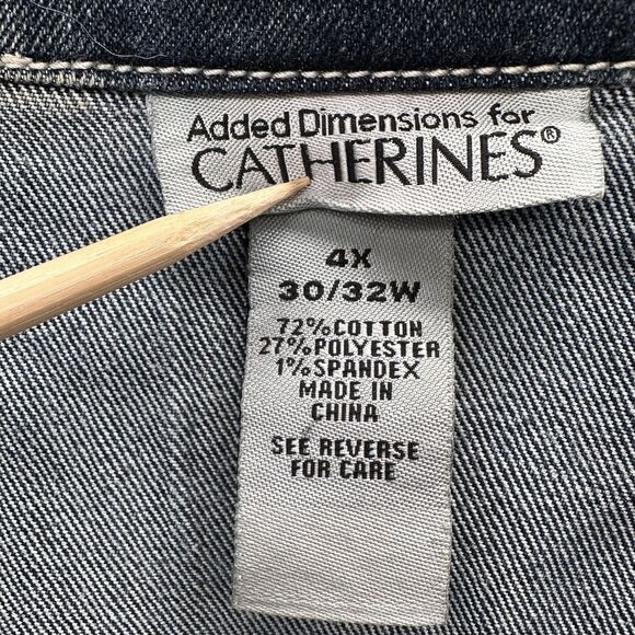 Catherines Studded Denim Jacket Plus Sz 4X Embellished Button Up Shacket Sparkly - Picture 3 of 11